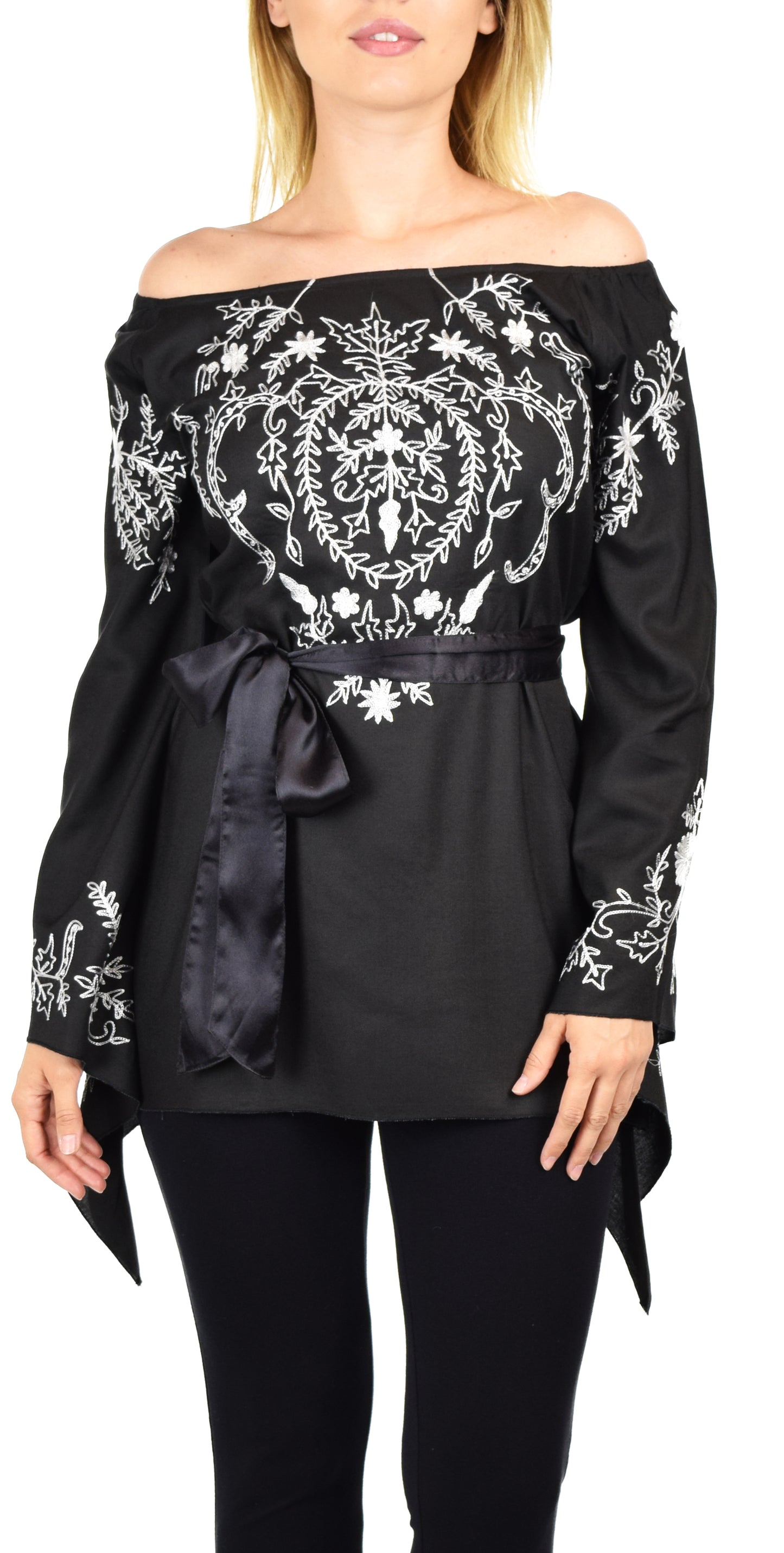 Aristocratic Embroidered Tunic, Off shoulder Tunic, Embroidered Blouse, Peasant blouse, Boho Top, Hip Hop Tunic.