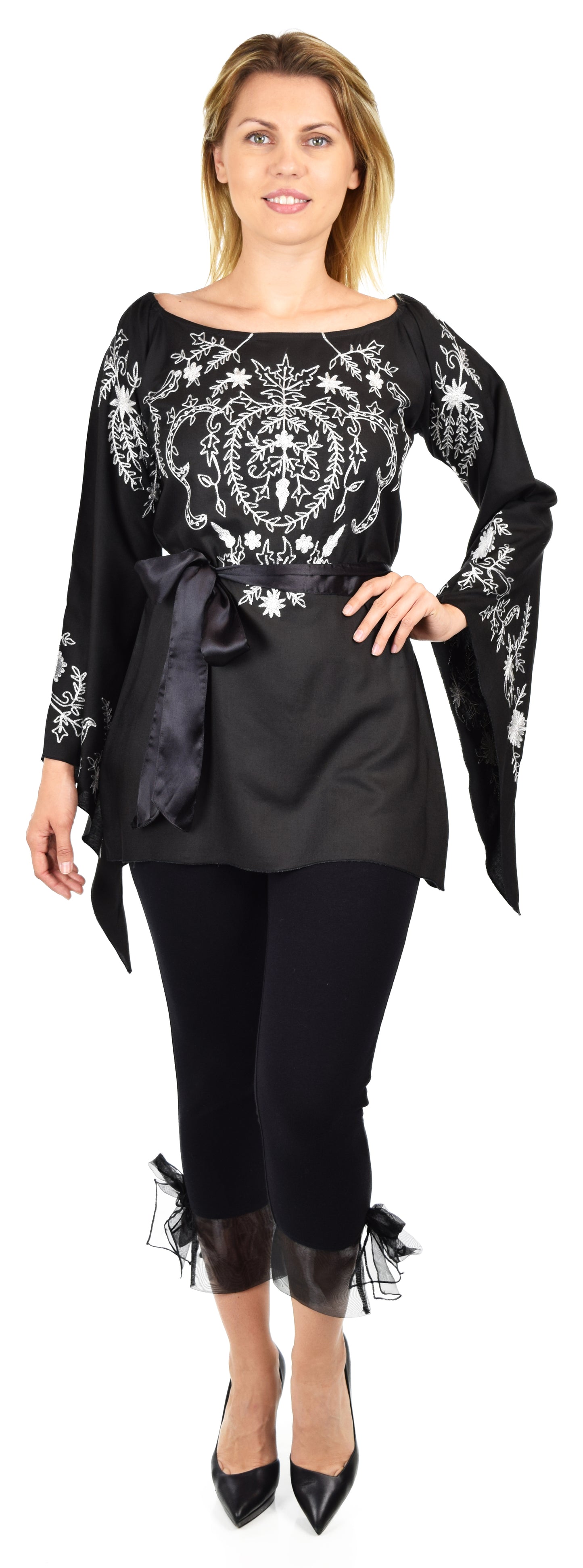 Aristocratic Embroidered Tunic, Off shoulder Tunic, Embroidered Blouse, Peasant blouse, Boho Top, Hip Hop Tunic.