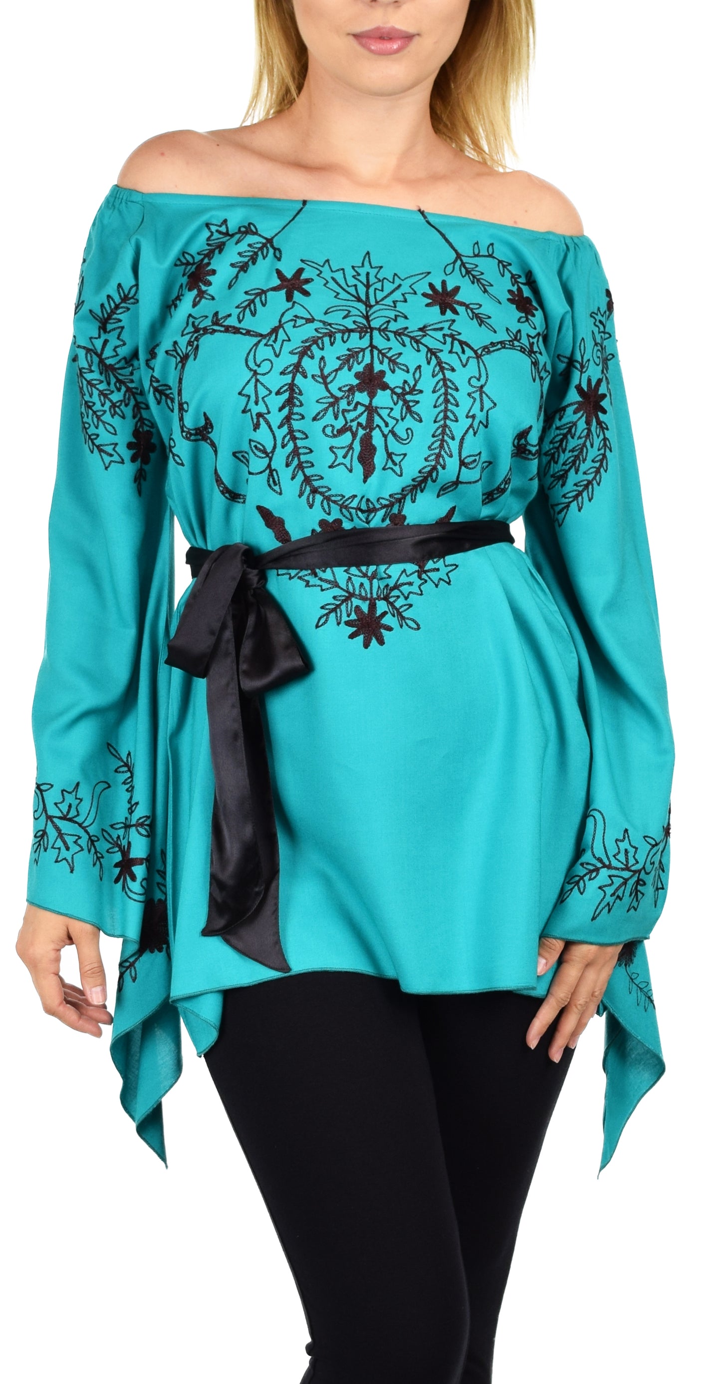 Aristocratic Embroidered Tunic, Off shoulder Tunic, Embroidered Blouse, Peasant blouse, Boho Top, Hip Hop Tunic.