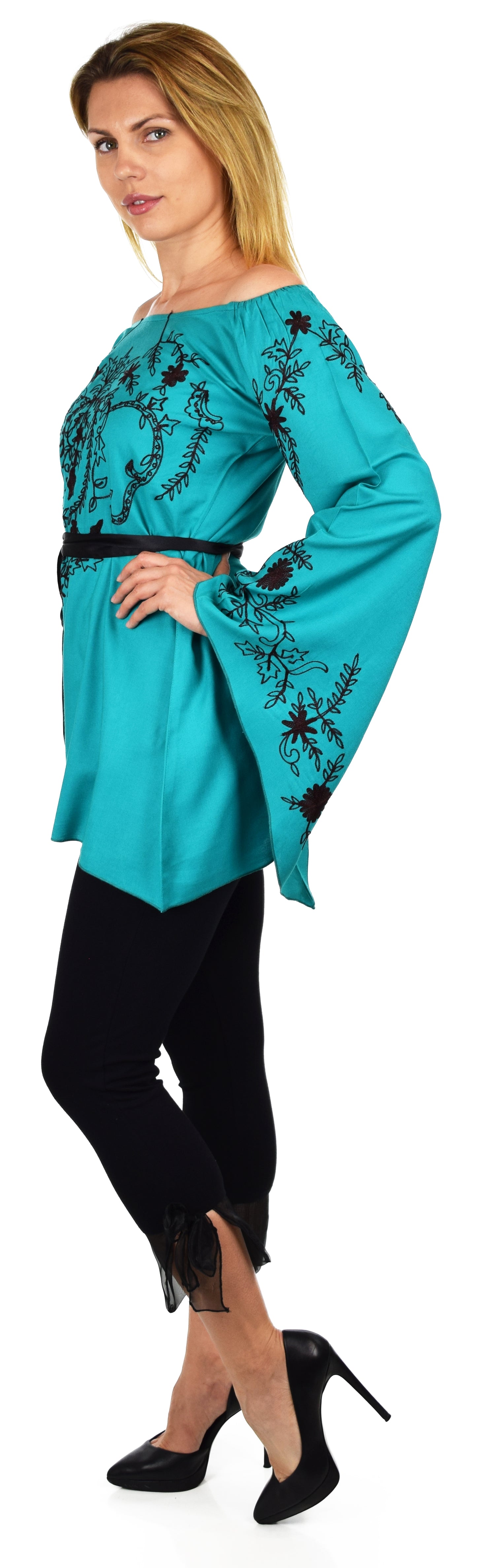 Aristocratic Embroidered Tunic, Off shoulder Tunic, Embroidered Blouse, Peasant blouse, Boho Top, Hip Hop Tunic.