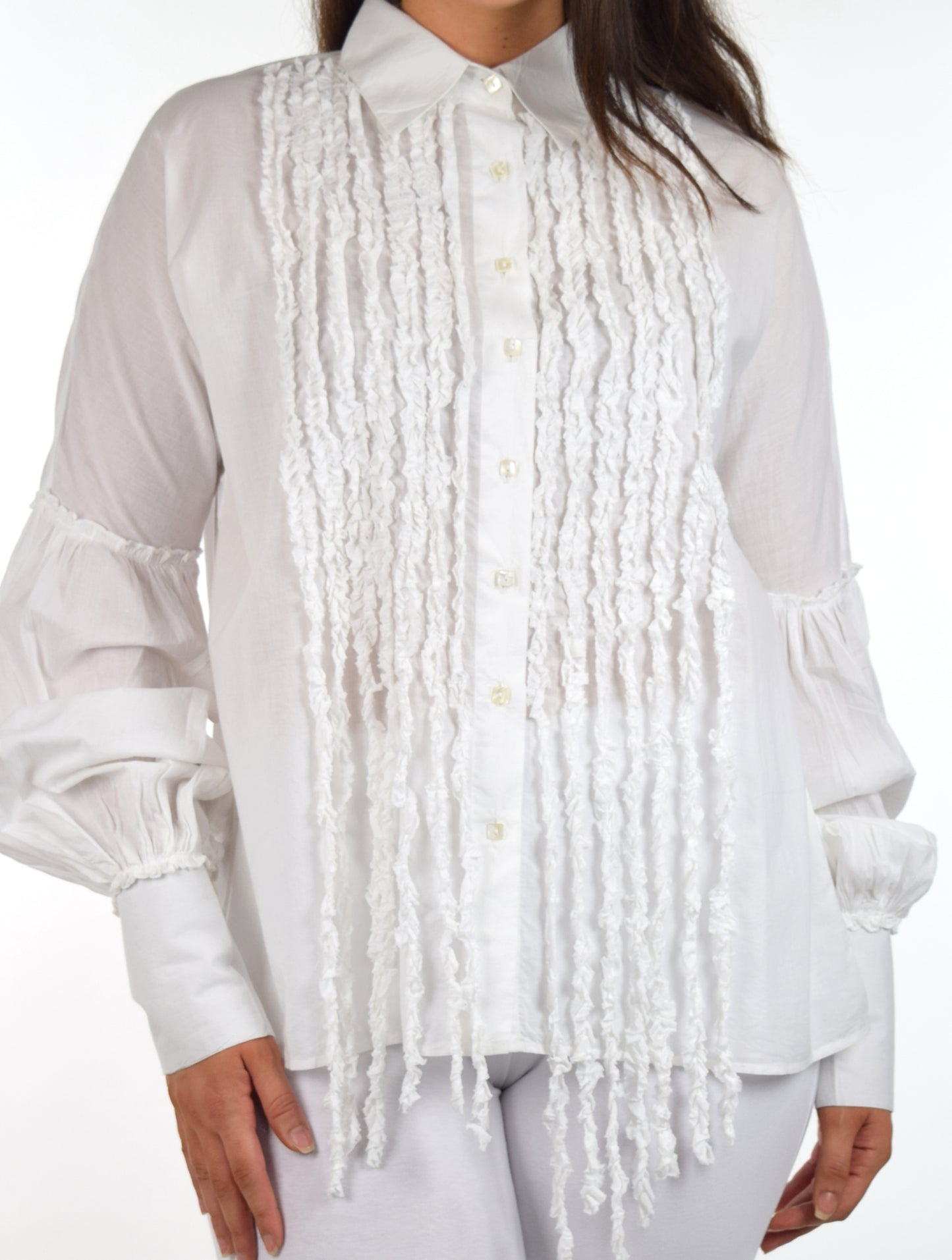 Organic Cotton Frill shirt, White Cotton Women Blouse, Plus size Blouse, Designer Cotton Blouse,  High end  White Cotton Blouse, Women Cotton blouse