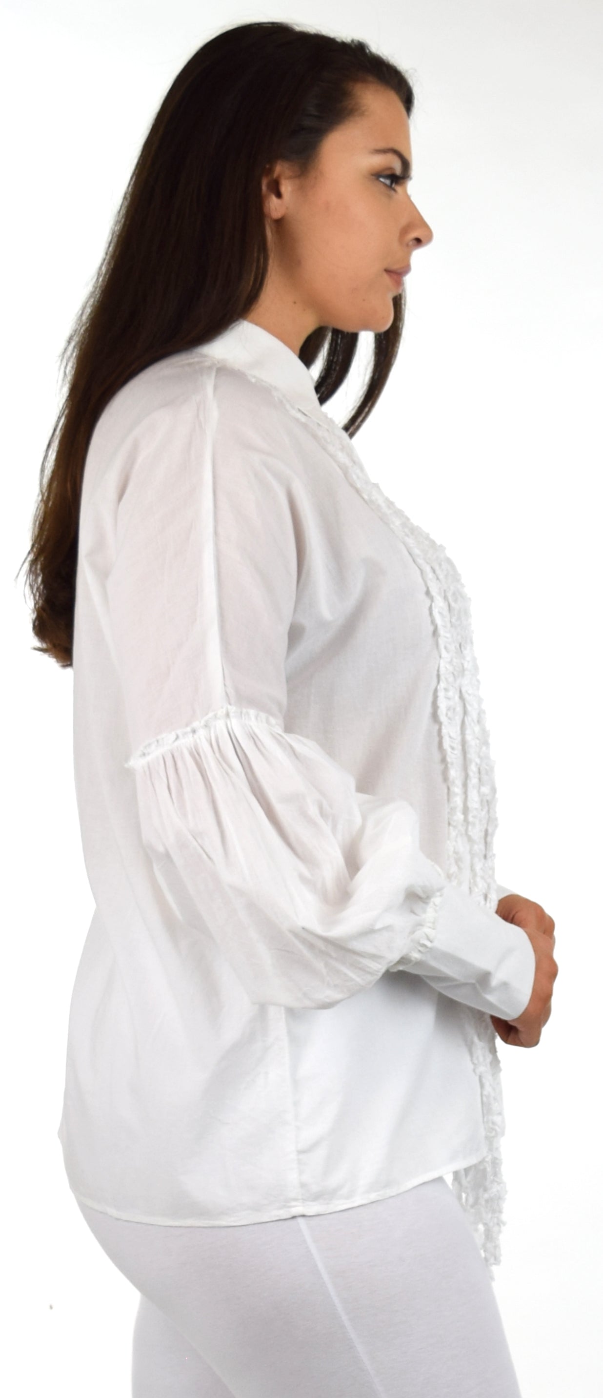 Organic Cotton Frill shirt, White Cotton Women Blouse, Plus size Blouse, Designer Cotton Blouse,  High end  White Cotton Blouse, Women Cotton blouse