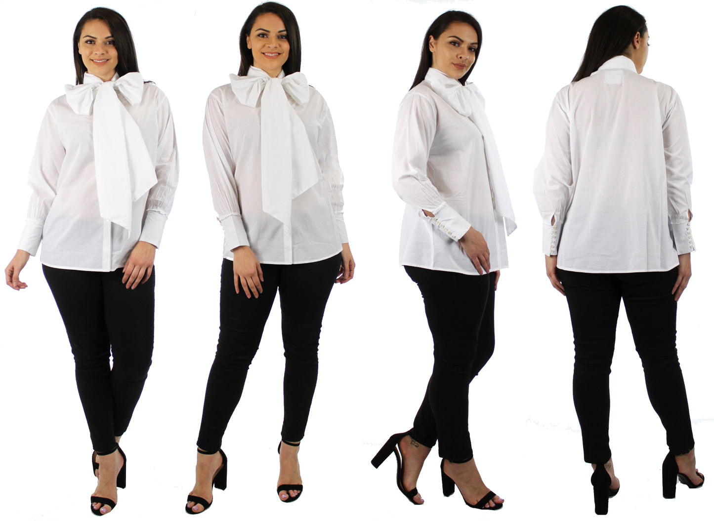 Organic Cotton Bow Scarf shirt, Cotton Shawl Blouse Plus size Blouse, Designer Cotton Blouse,  High end Cotton Blouse, Women Cotton blouse