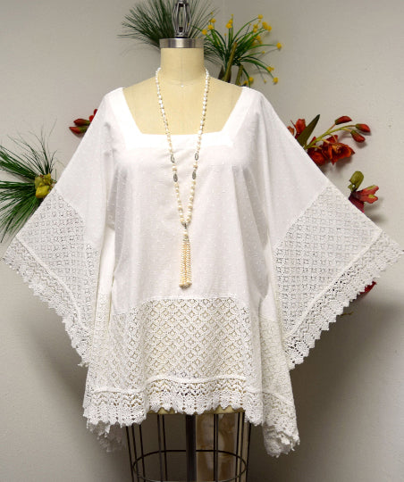 Women white Lace Poncho Caftan , Cotton Lace Caftan, Plus size Lace Caftan, Women Designer Lace kaftan, Plus size Caftan