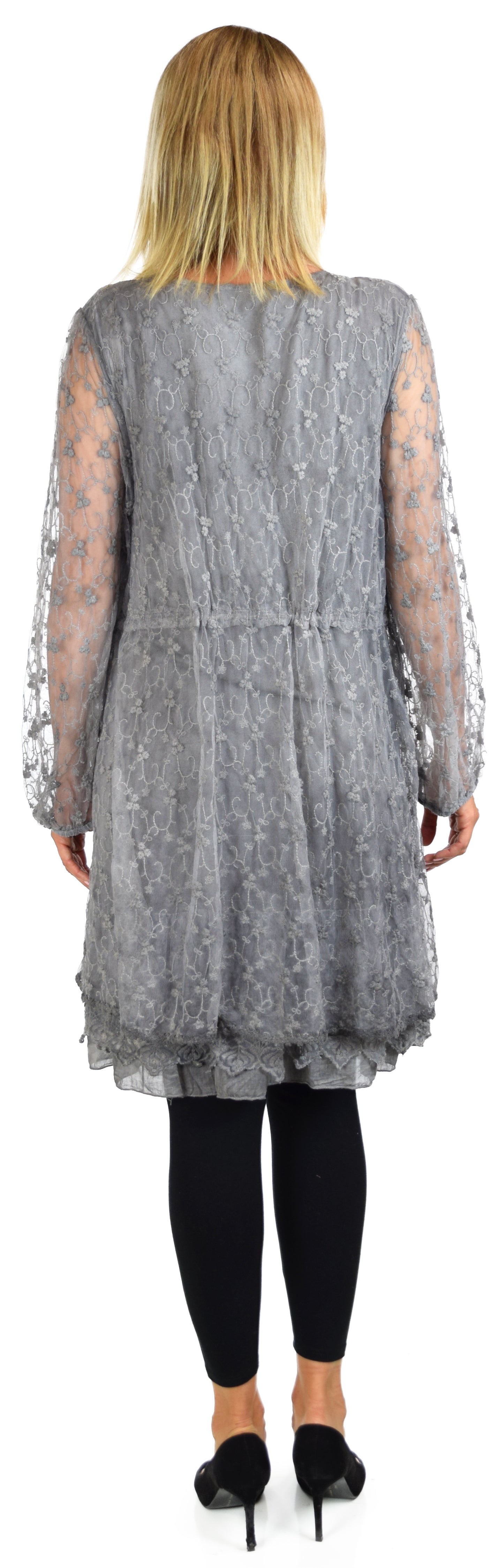 Vintage Look Lace Tunic, Women Plus Size Tunic, 2 layeres Loose Fitting Lace Embroidered Tunic Blouse Top