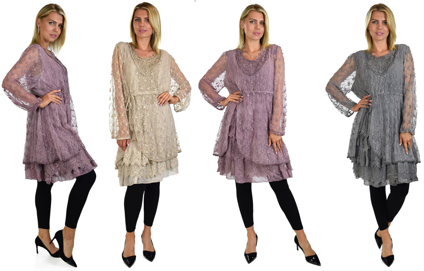 Vintage Look Lace Tunic, Women Plus Size Tunic, 2 layeres Loose Fitting Lace Embroidered Tunic Blouse Top