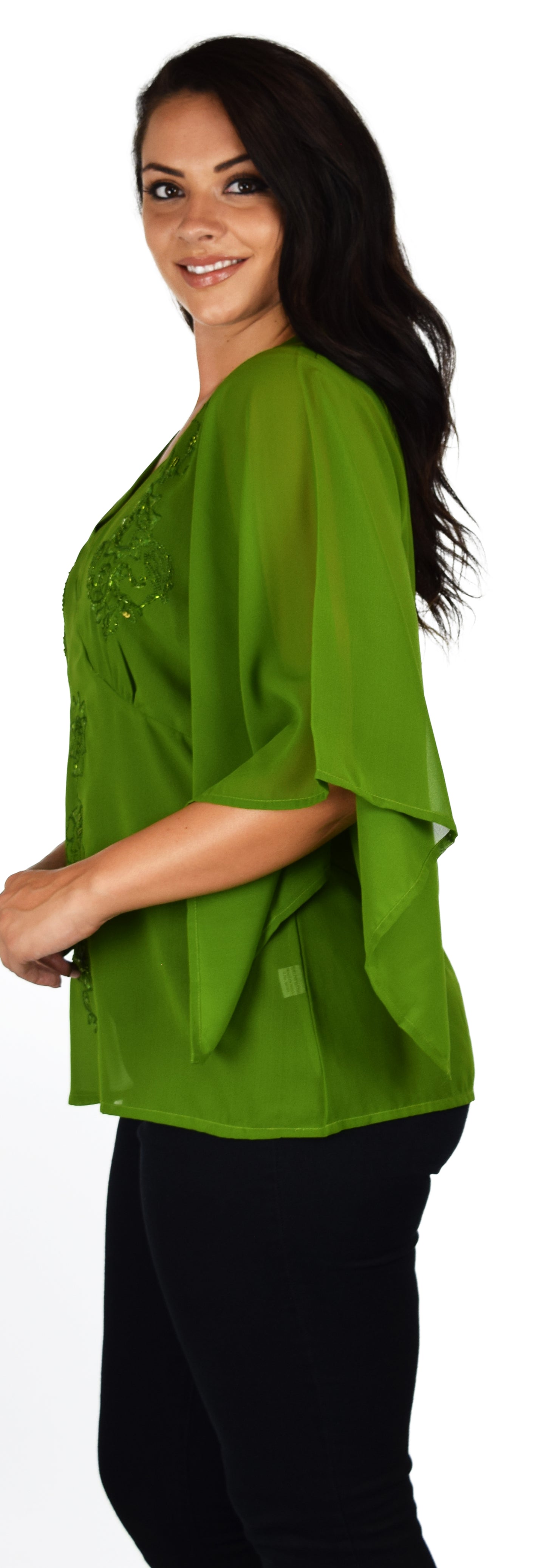 Comfyplus  Georgette Designer Embroidery Sequin Work Plus n Regular Size designer tunic