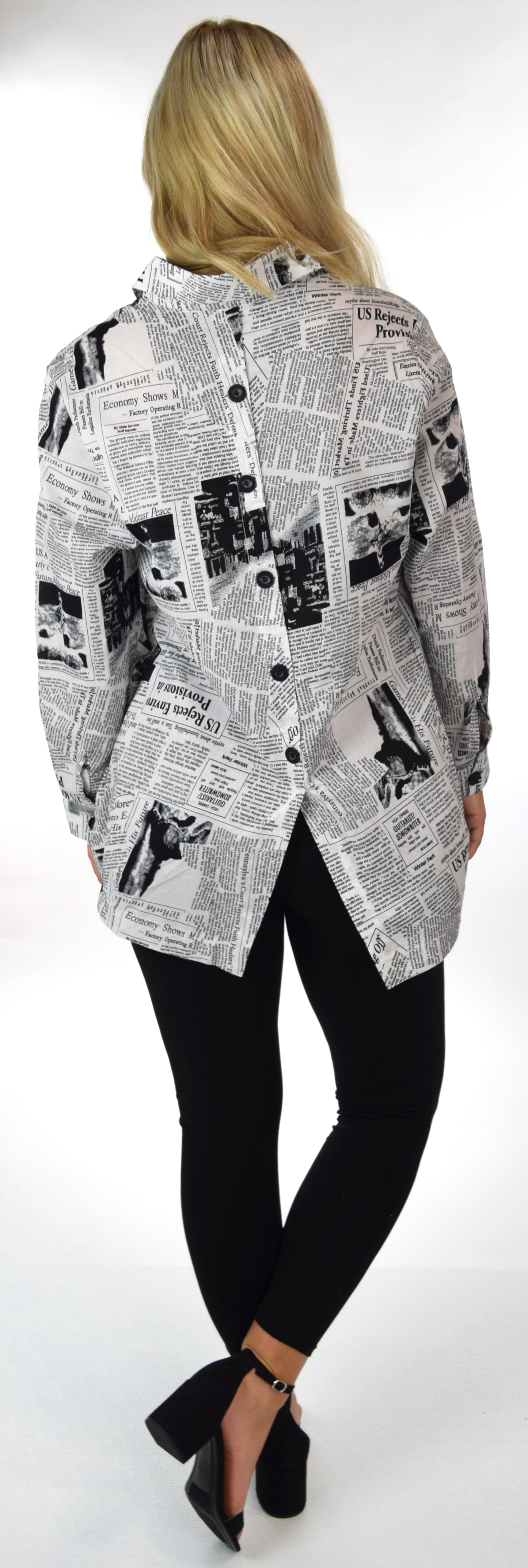 Newspaper Print Shirt, Cotton Blouse, Designer Blouse, Newspaper Print Blouse.