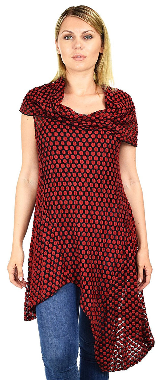 Asymmetrical Cowl Neck Tunic Dress Blouse Top Reg & Plus Sizes