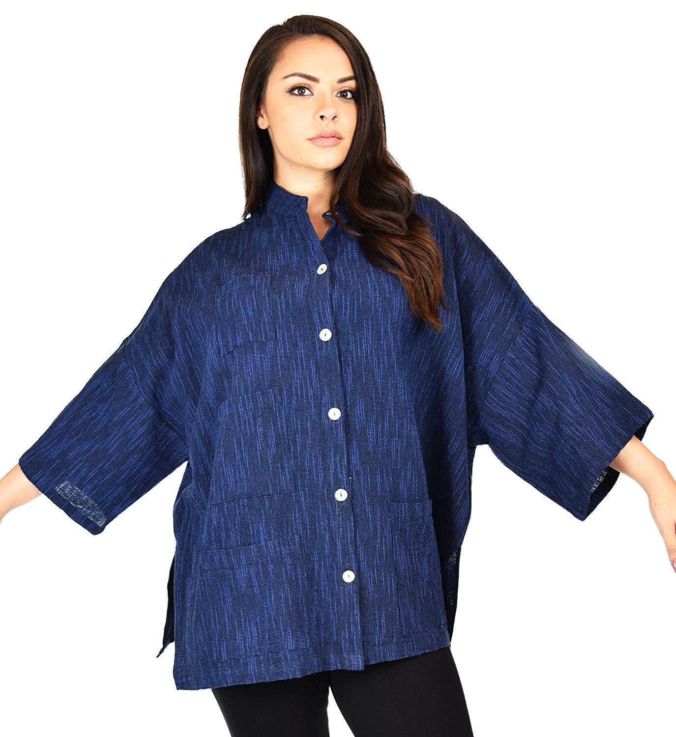 Oversized Button Down Tunic Blouse Shirt