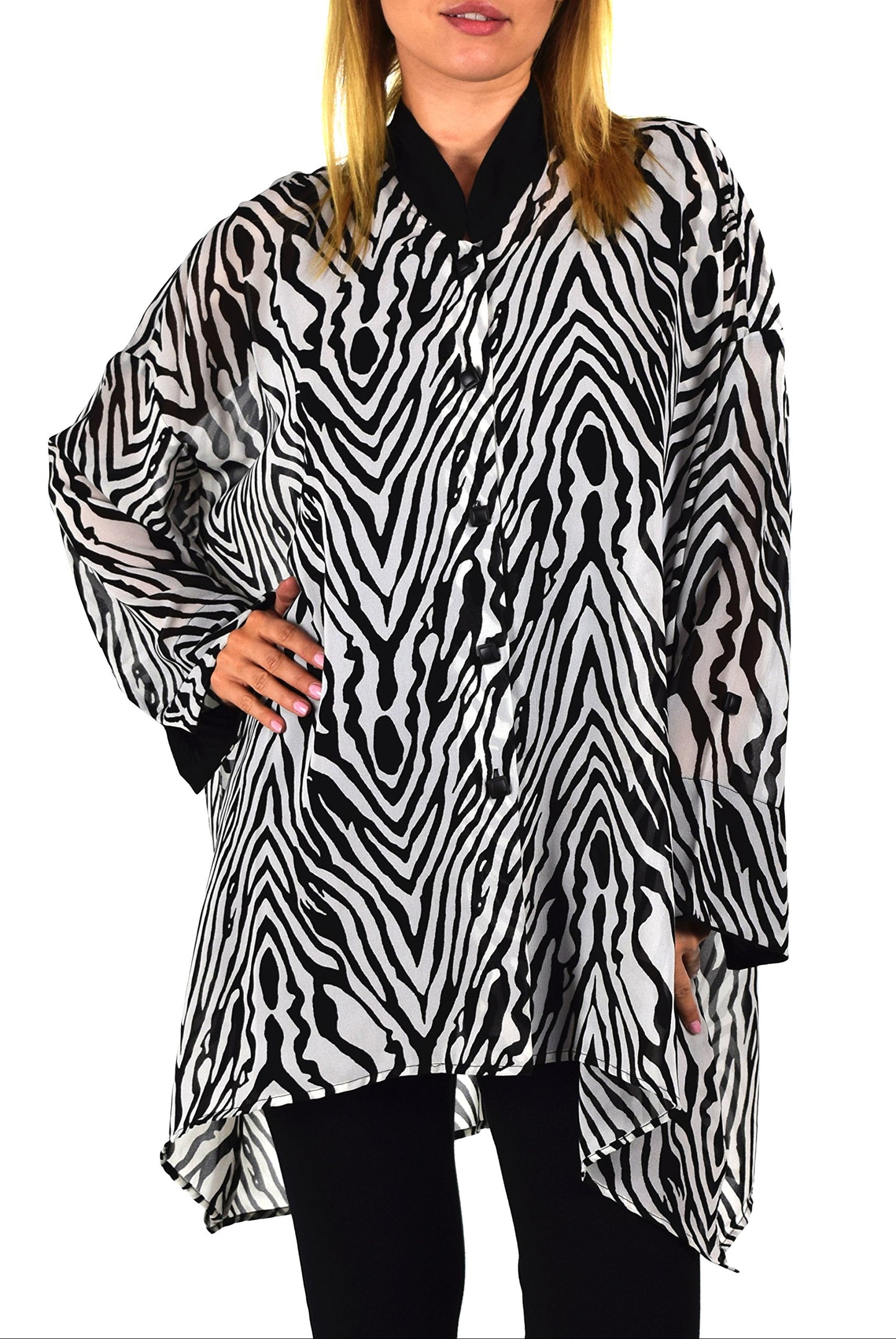 ComfyPlus, Plus Size Shirt, Oversize Shirt, Chiffon Shirt, Plus Size top, Designer Shirt, Zebra Print, Big Shirt,Plus size clothing