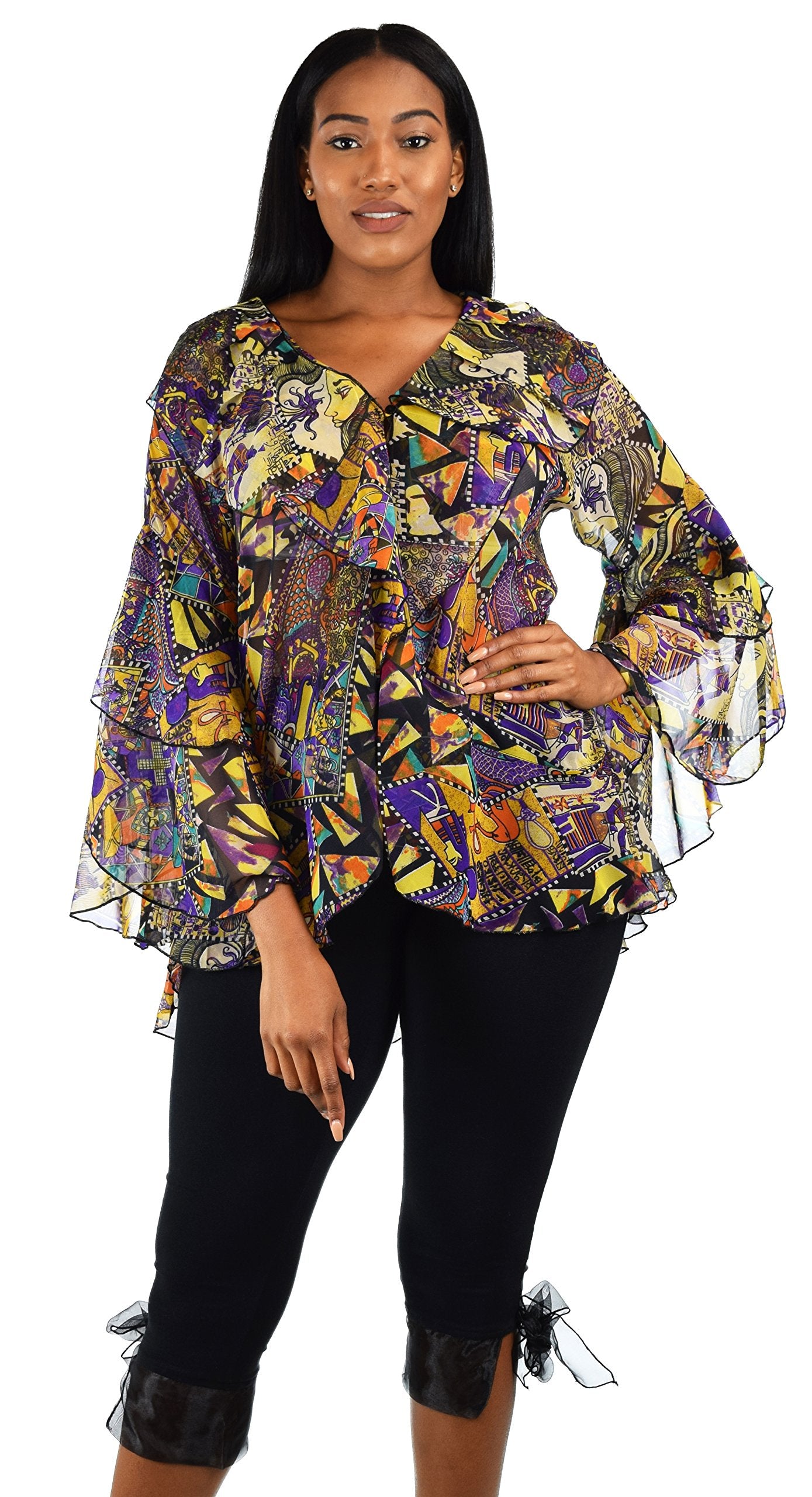 Plus Size Boho Flounce Blouse Swing Top Cover Up Dress Shirt
