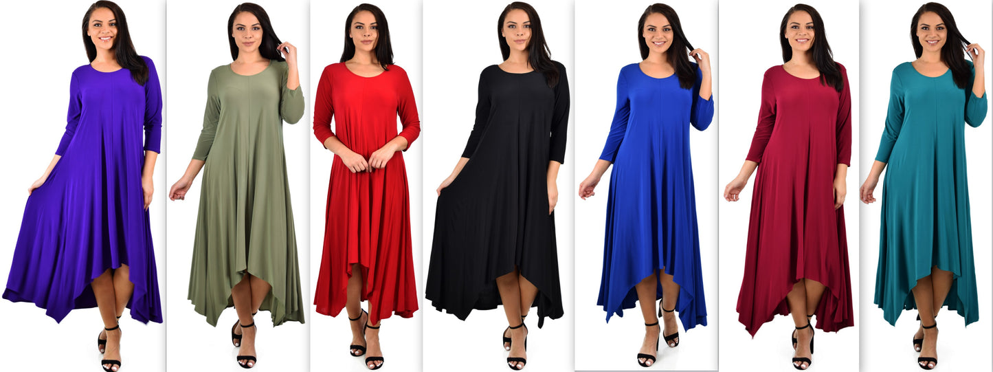 Designer Dress, Quirky Dress, Hi Low Dress, Plus size clothing, Flared Dress, Lagenlook Dress,Plus size Olive Dress, Olive Maxi Dress