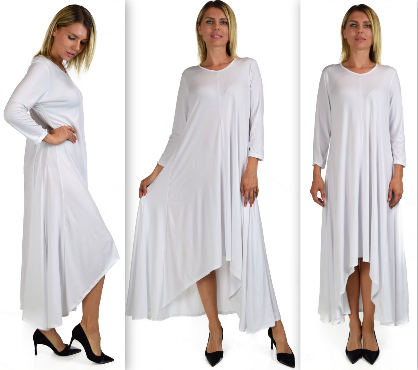 Designer Dress, Quirky Dress, Hi Low Dress, Plus size clothing, Flared Dress, Lagenlook Dress,Plus size Olive Dress, Olive Maxi Dress