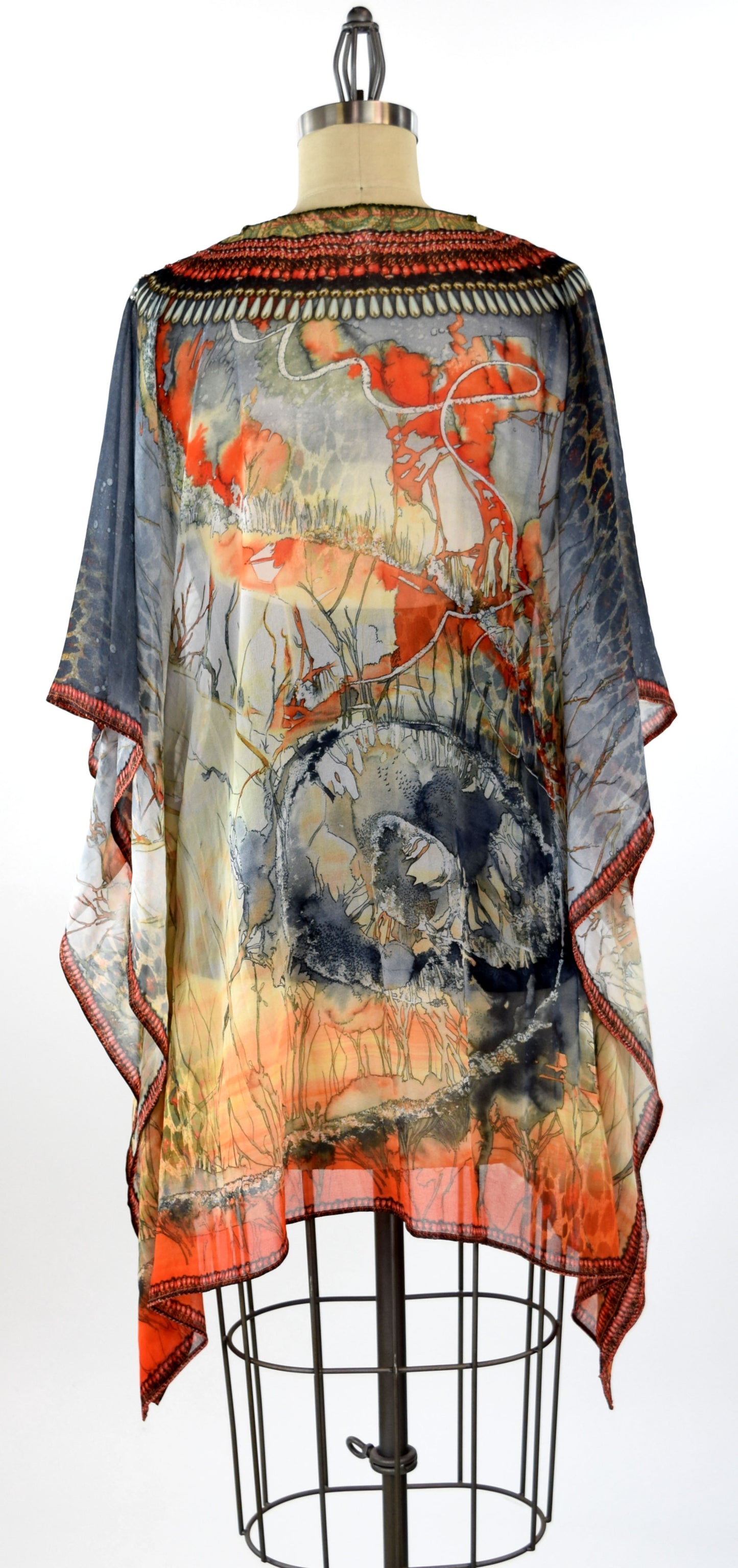 Embellished Kaftan,  Artsy Caftan, Gorgeous and Sensational Beaded Kaftan,  Chiffon Caftan,Plus Size Caftan Fits 1XL/2XL /3XL