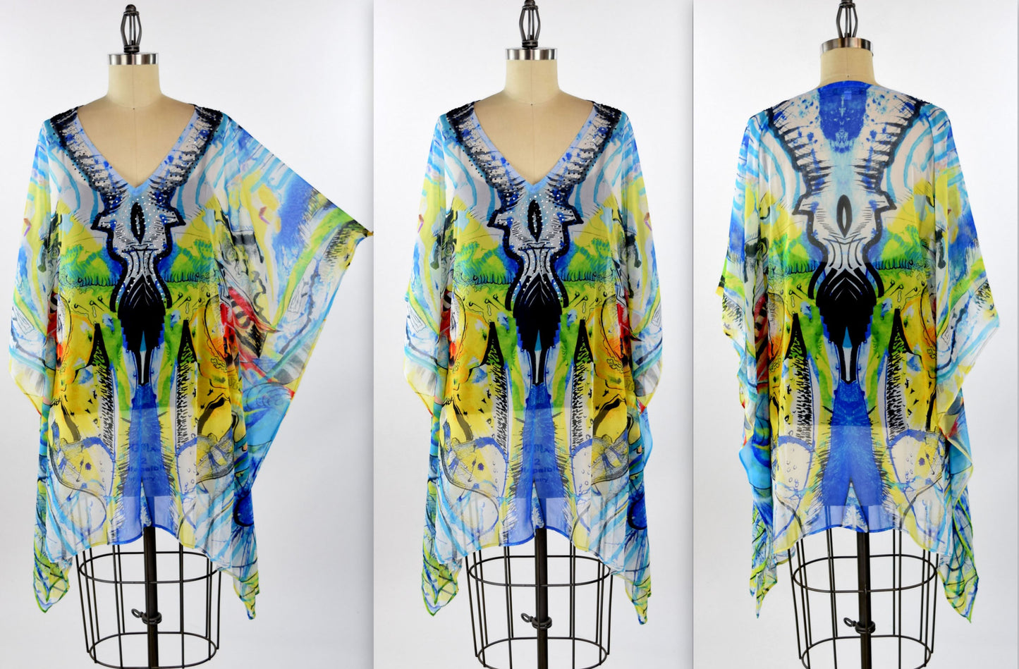 Embellished Kaftan,  Artsy Caftan, Gorgeous and Sensational Beaded Kaftan,  Chiffon Caftan,Plus Size Caftan Fits 1XL/2XL /3XL