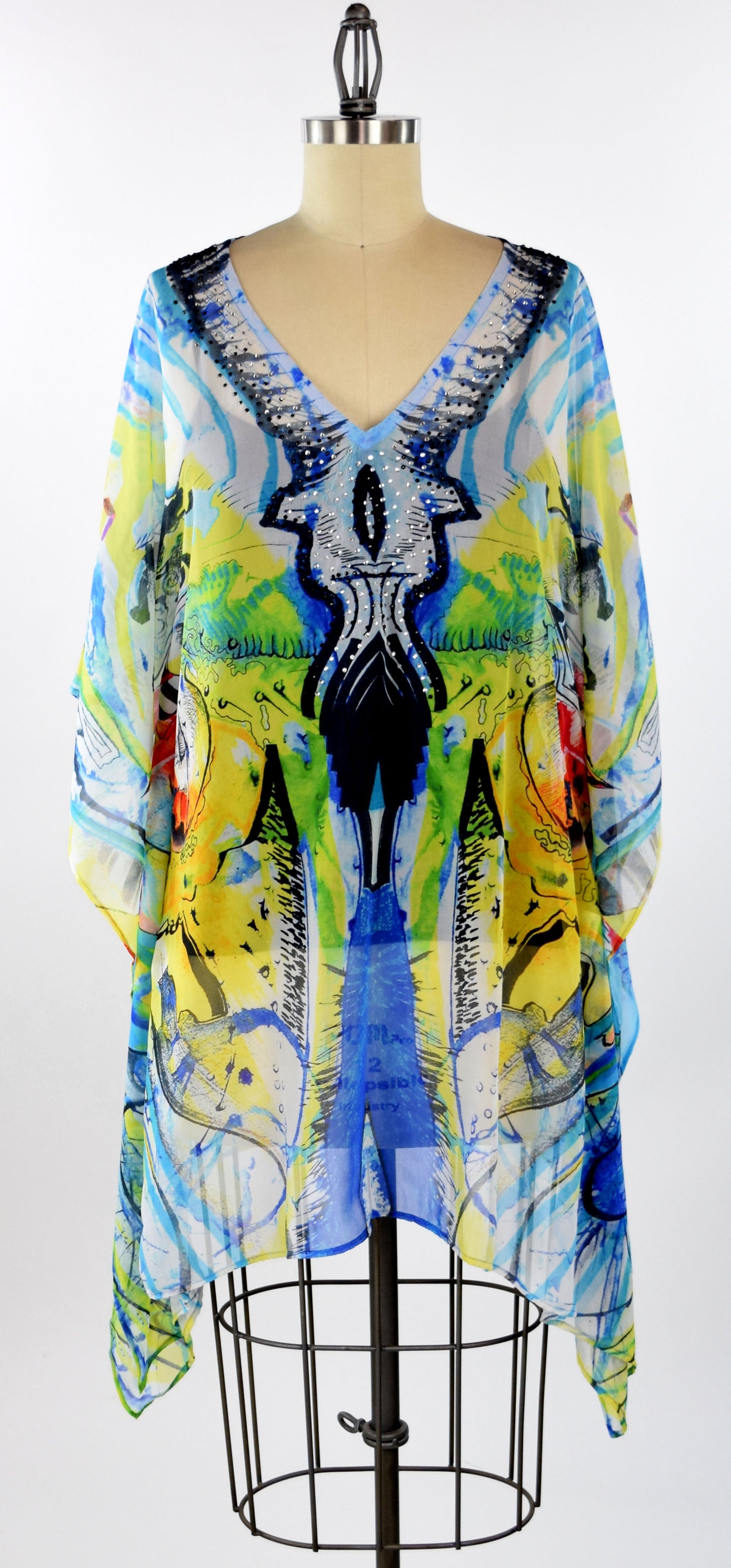 Embellished Kaftan,  Artsy Caftan, Gorgeous and Sensational Beaded Kaftan,  Chiffon Caftan,Plus Size Caftan Fits 1XL/2XL /3XL