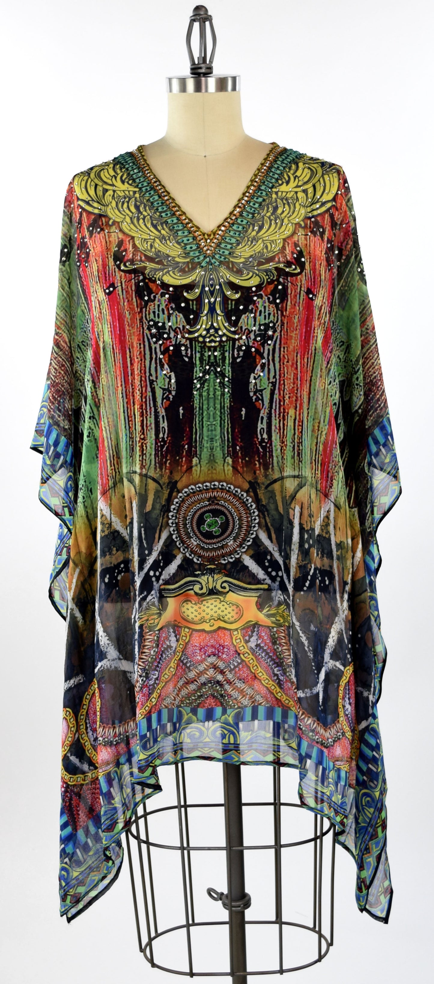 Embellished Kaftan,  Artsy Caftan, Gorgeous and Sensational Beaded Kaftan,  Chiffon Caftan,Plus Size Caftan Fits 1XL/2XL /3XL