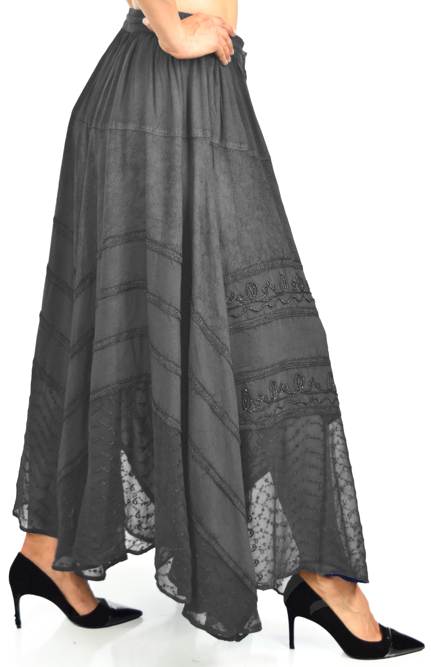 Artsy Skirt, Embroidered Skirt, Bohemian Skirt, Party Skirt, Hip Hop Skirt, Lace Skirt, Designer Skirt, Plus size Skirt, Stone wash Skirt