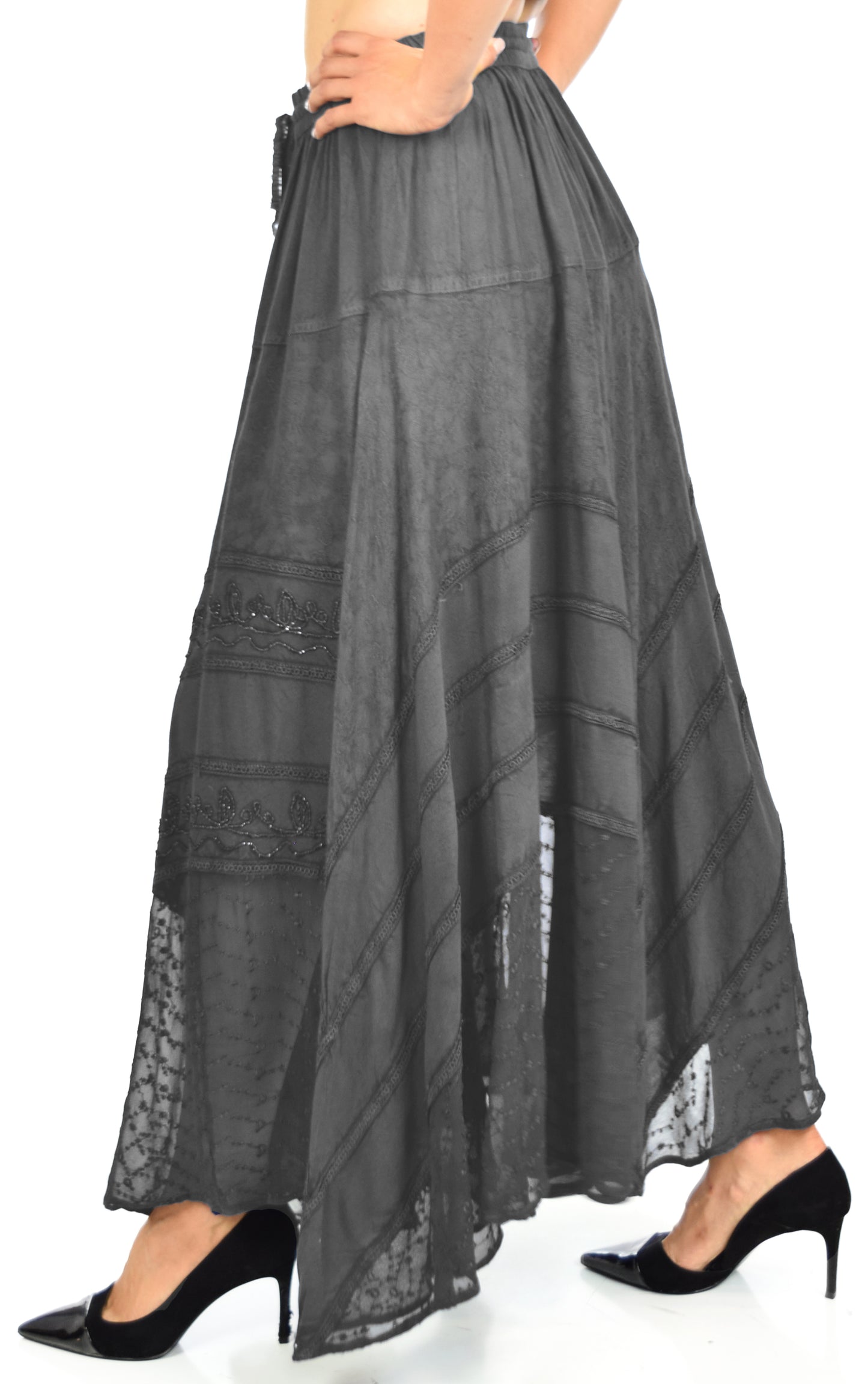 Artsy Skirt, Embroidered Skirt, Bohemian Skirt, Party Skirt, Hip Hop Skirt, Lace Skirt, Designer Skirt, Plus size Skirt, Stone wash Skirt