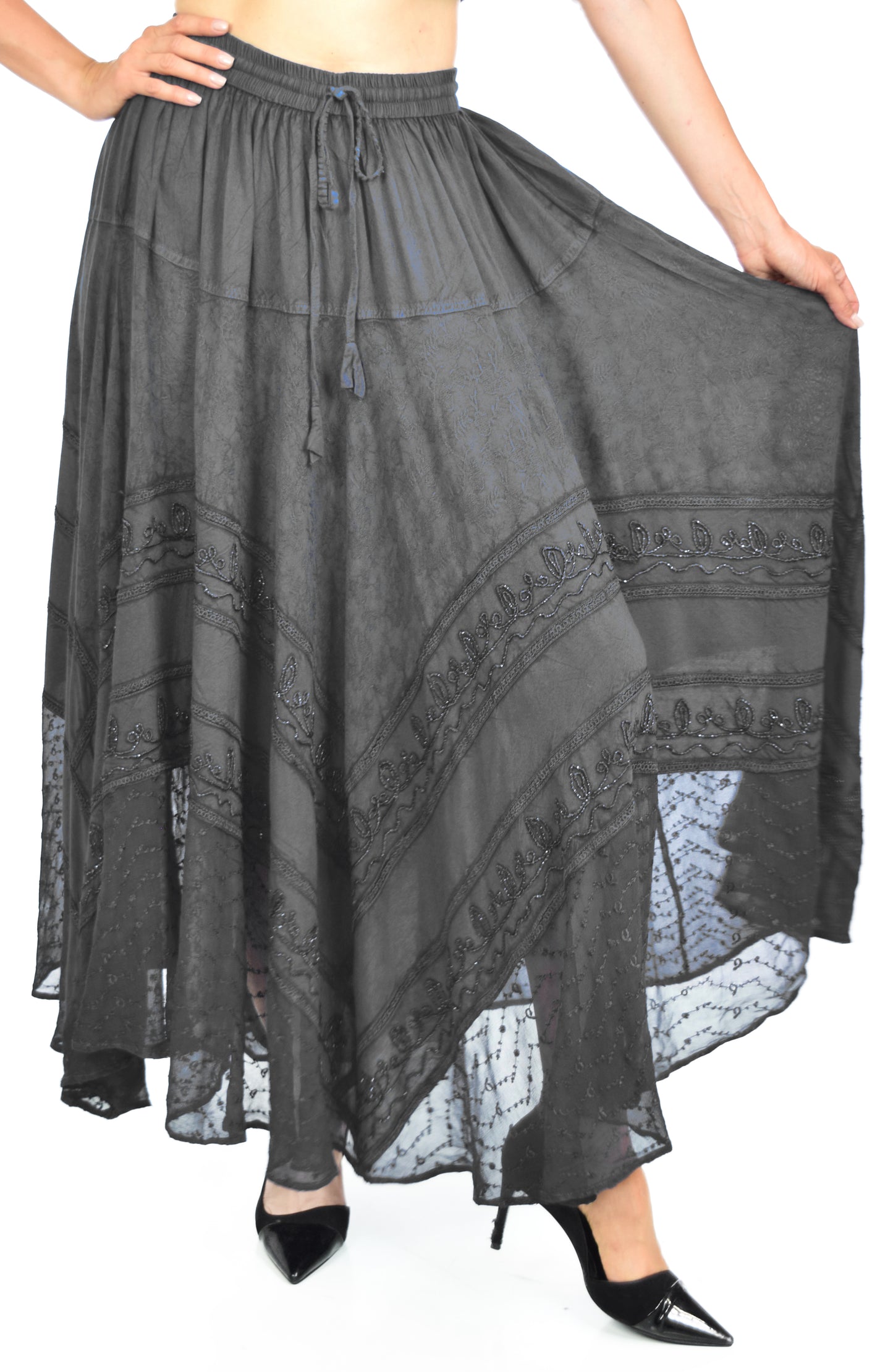 Artsy Skirt, Embroidered Skirt, Bohemian Skirt, Party Skirt, Hip Hop Skirt, Lace Skirt, Designer Skirt, Plus size Skirt, Stone wash Skirt