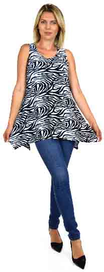 Zebra Print Tank, Zebra Print Tunic. Asymmetrical and Versatile, Sleeveless Tunic, Animal Print top, Plus Size top. Top. Small to 3XL
