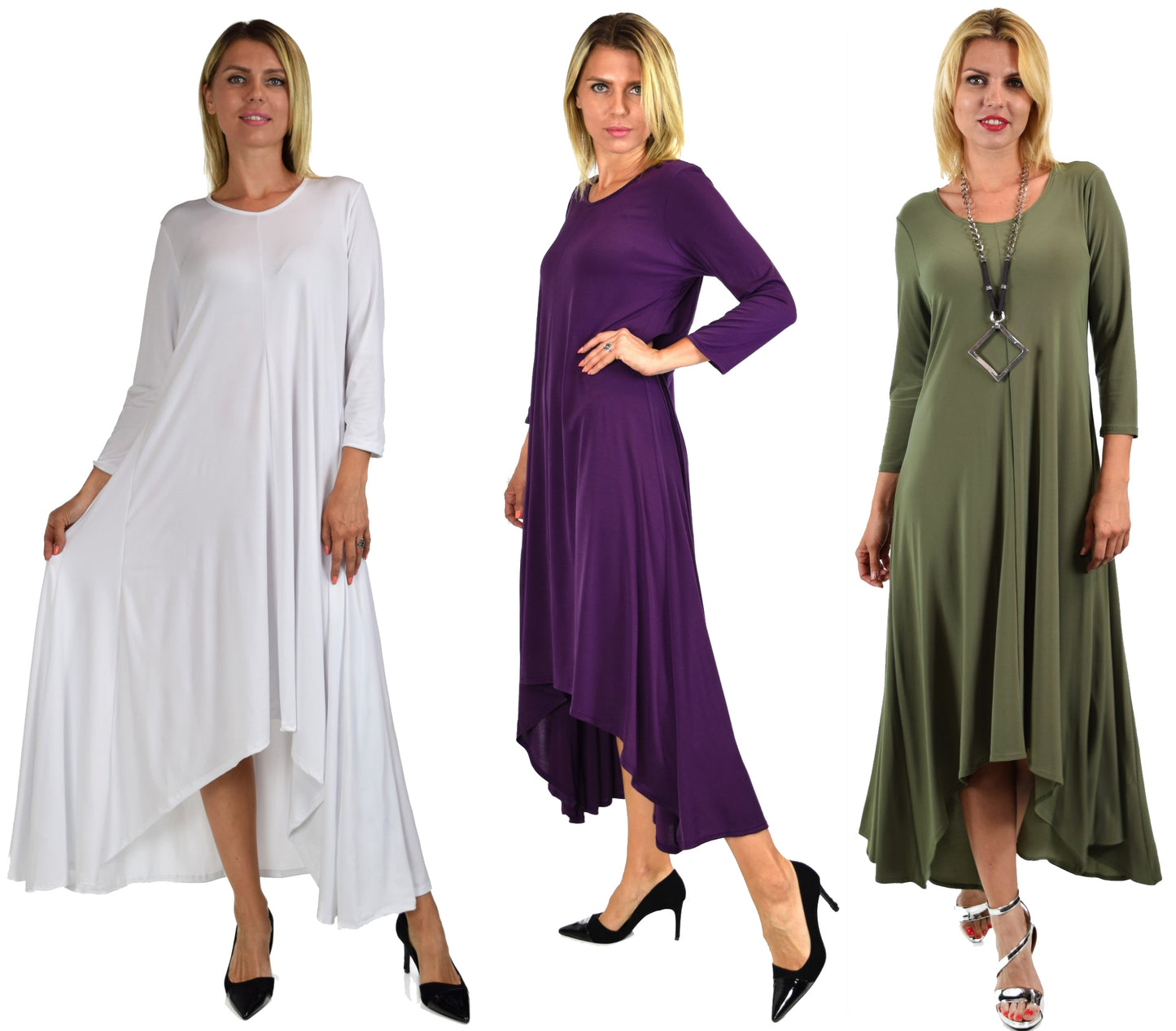 Designer Dress, Quirky Dress, Hi Low Dress, Plus size clothing, Flared Dress, Lagenlook Dress,Plus size Olive Dress, Olive Maxi Dress
