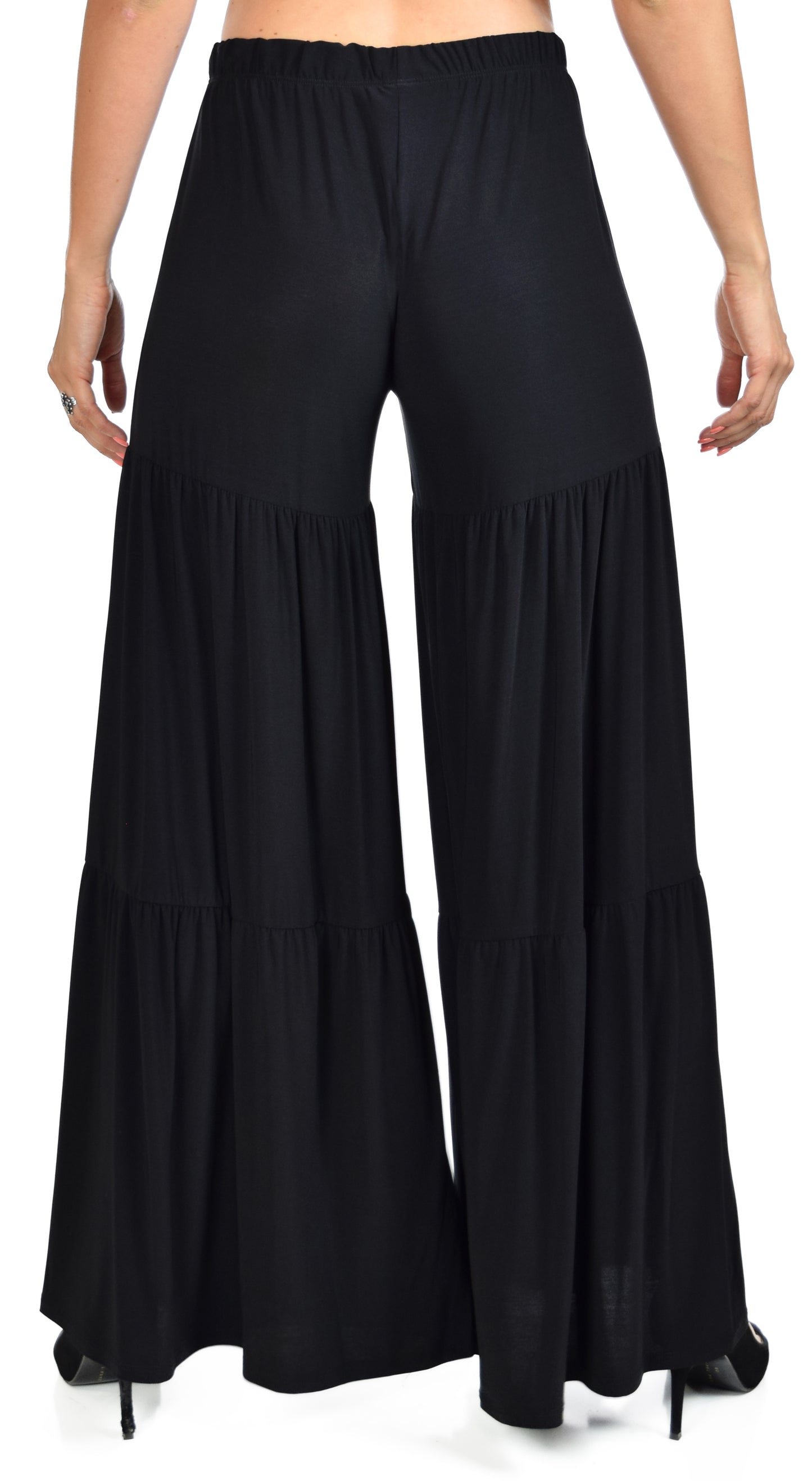 Designer Boho Pants, Tiered pants, USA made Designer Pants, Palazzo Pants, Black Pants