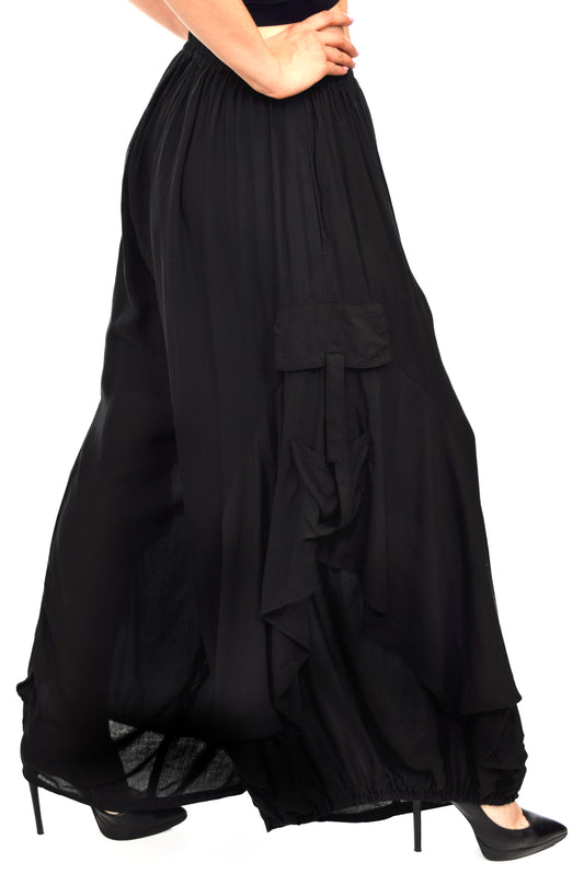 Dare2BStylish Women Loose Fit Elastic Waist Boho Wide Leg Palazzo Pants