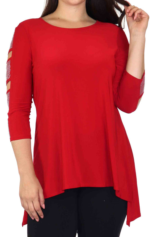 Artsy Tunic, Hi low Tunic, Rhinstone work Tunic, Cold shoulder tunic,Party wear, Plus size Tunic, Rhinstone work,  Cut out Sleevs. S to 3XL
